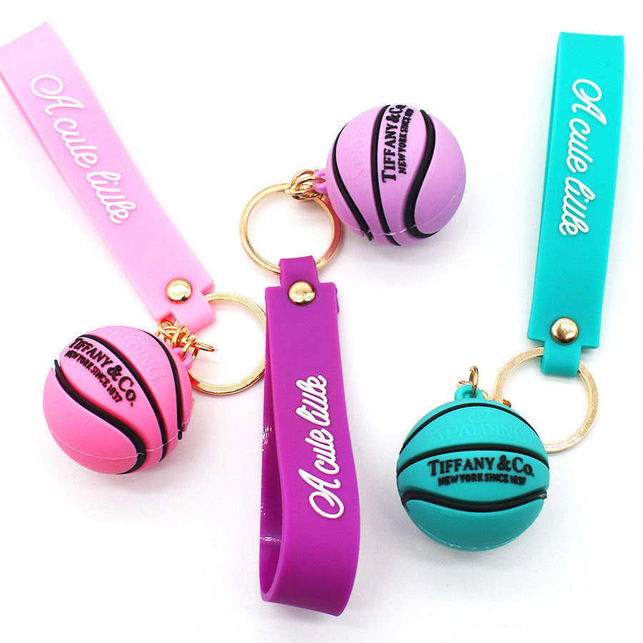 Wholesale PVC Soft Rubber Cartoon Standing Basketball Keychain